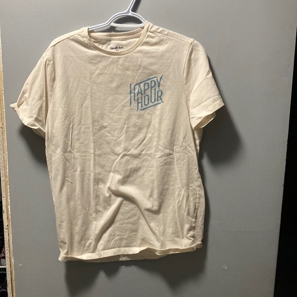 Goodfellow & Co off white short sleeve t shirt with Happy Hour - Picture 1 of 4